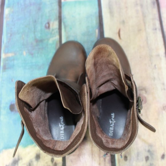 Diba True Brown Leather Triple Buckle Mid Calf Moto Boots Size 6.5 - Picture 6 of 9